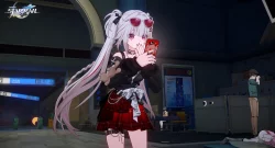 Anime girl with long white hair and pink sunglasses on her head, surprised by her phone in a futuristic station.
